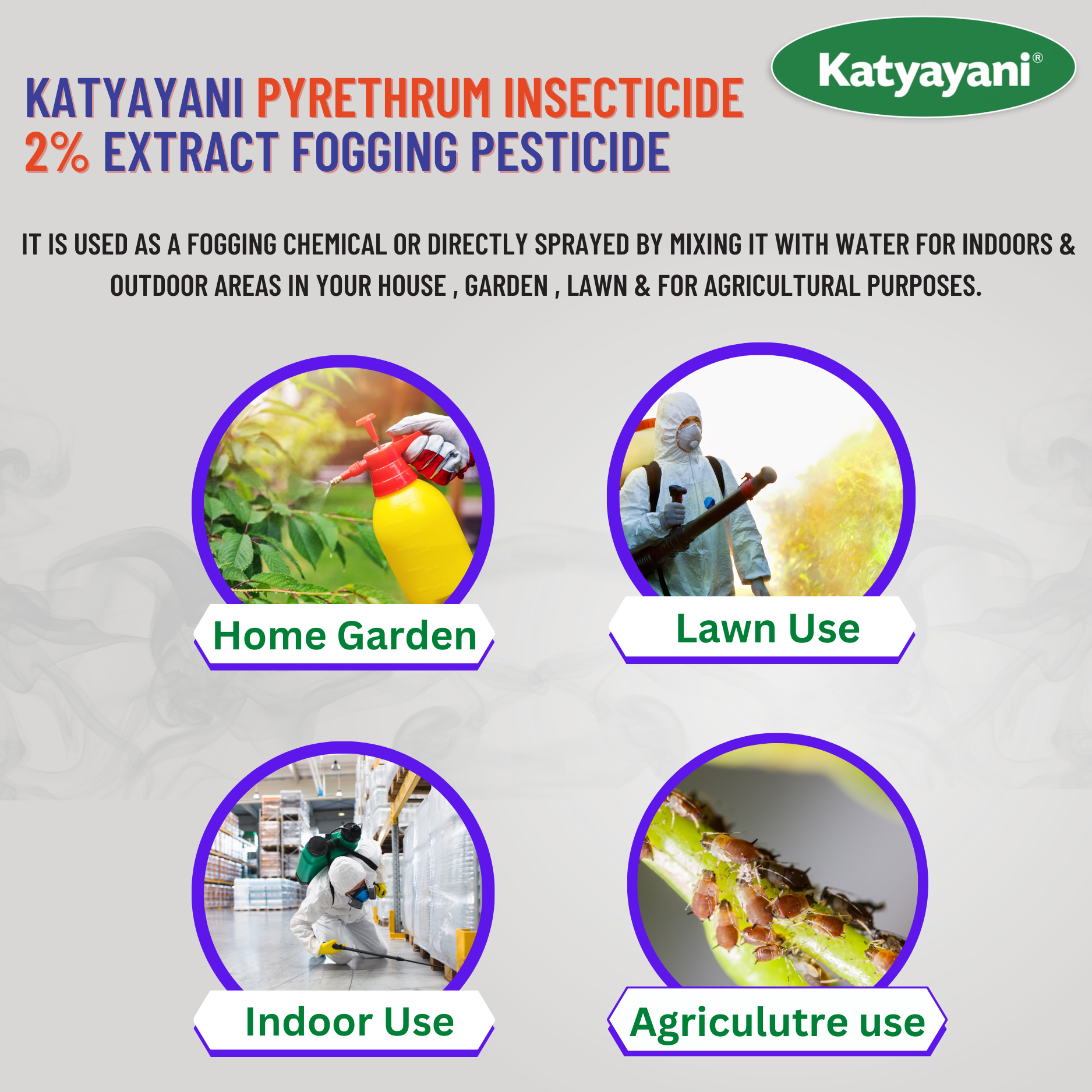 Katyayani Pyrethrum Insecticide 2% Extract Fogging Pesticide for  Mosquitoes, Flies, Cockroach and Bed Bugs Household : : Garden &  Outdoors