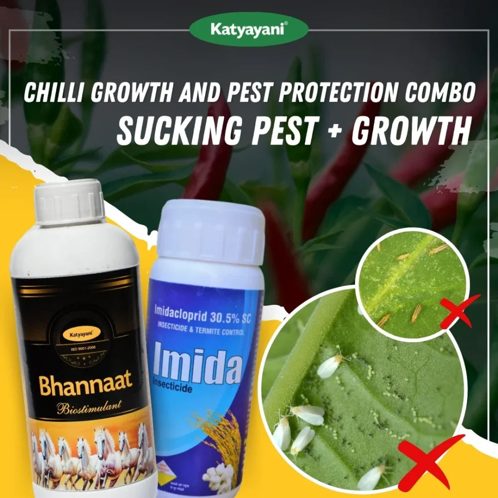 Katyayani Chilli Growth and Pest Protection Combo (Imida 100 ML + Bhannat 250 ML)