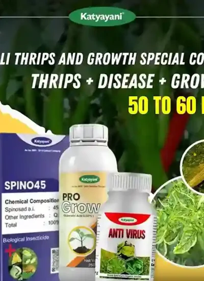 Katyayani Chilli Thrips and Growth Special Combo (Spino 45 (50 ML) + Anti Virus (250 ML x 2) + Pro Grow 250 ML)